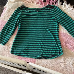 Banana Republic Kids Green and Black Striped Long Sleeve Tee